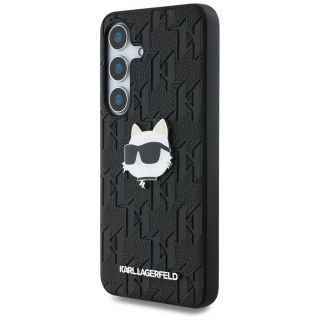 Karl Lagerfeld Leather Monogram Pin Logo Choupette Head Case for Samsung Galaxy S25 (KLHCS25SPGKLCHPK)