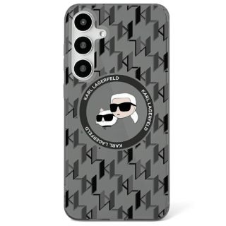 Karl Lagerfeld Button Karl&Choupette Heads On KL Pattern MagSafe Case for Samsung Galaxy S25 (KLHMS25SHMCKMHK)