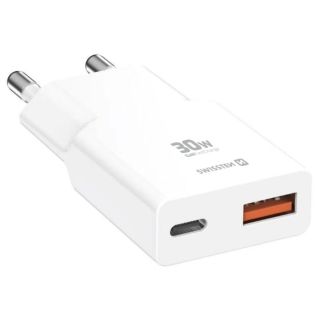 Swissten Slim Travel GaN USB-C / USB Charger 30W (22070201)