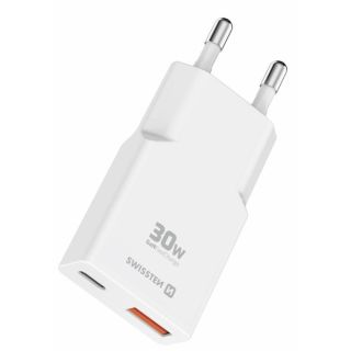 Swissten Slim Travel GaN USB-C / USB Charger 30W (22070201)