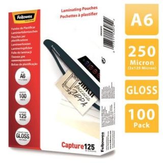 Fellowes A6 Laminating Pouches Glossy 125 Micron (100 pack) (5307201)