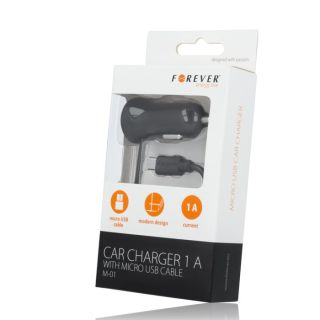 Forever M-01 Car charger whit micro USB cable and LED indicator / 1,5m Black (T_0014808)