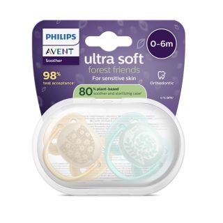 Philips Avent Ultra soft DECO Baby Pacifier 0-6m 2pcs Blue/Yellow (SCF091/41)
