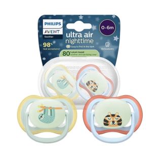 Philips Avent Ultra Air Night Baby Pacifier 0-6m 2pcs Green/Blue (SCF376/24)