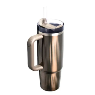 Stanley The Quencher H2.0 Fluted Thermos mug with straw 0.89L Metallic brown (2813003016)
