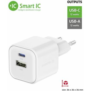 Swissten Travel Charger 12W USB-C / USB-A (22071500)