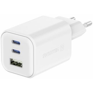 Swissten Travel Charger GaN 2x USB-C / PD USB-A / 18W QC / 65W (22071400)