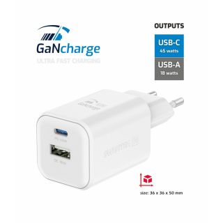 Swissten Travel Charger GaN USB-C / PD USB-A / 18W QC / 45W (22071300)