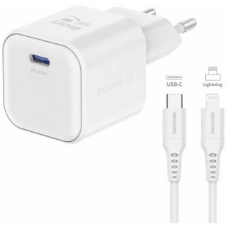 Swissten Travel Charger GaN USB-C 20W PD + Data Cable USB-C - Lightning 1.2m (22070140)