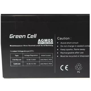 Green Cell Accumulator AGM / VRLA / 12V / 7.2Ah (AGM05)
