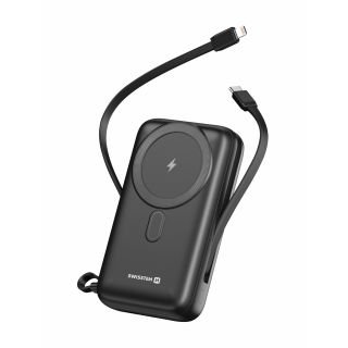 Swissten Power Bank 20000 mAh 20W with Built-In Cables USB-C And Lightning (MagSafe compatible) (22013934)