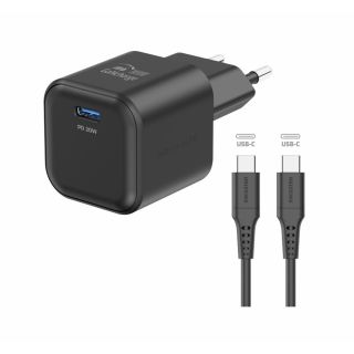 Swissten Travel Charger GaN USB-C 20W PD + Data Cable USB-C-USB-C 1.2m (22070130)