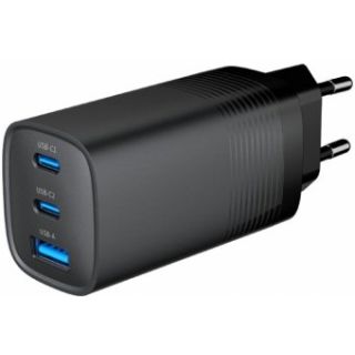 Gembird 3-port 65W GaN USB PD Travel Charger (TA-UC-PDQC65-01-BK)