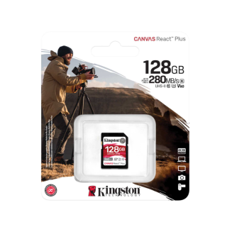 Kingston React Plus SD Memory Card 128GB / 280 / 100MB/s / U3 V60 (SDR2V6/128GB)