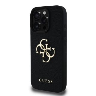 Guess PU Grained 4G Metal Logo Case for Apple iPhone 16 Pro Max (GUHCP16XPGT4MBK)