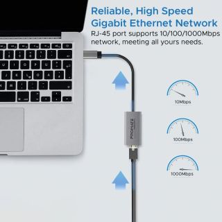 Promate GigaLink-C Adapter USB-C to Gigabit Ethernet 10/100/1000Mbps (GIGALINKCGR)
