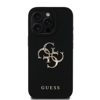 Guess PU Grained 4G Metal Logo Case for Apple iPhone 16 Pro Max (GUHCP16XPGT4MBK)