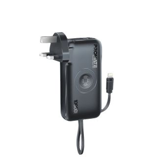 Promate PowerPack-10i Charger Power Bank 22W / 10000mAh / USB-C / QC3.0 / iWatch 2,5W / 220V EU/US/UK (POWERPACK10I)