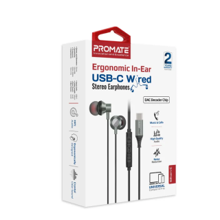 Promate Silken-C Ergonomic Stereo In-Ear Wired Earphones USB-C / 1.2m (SILKENCGR)