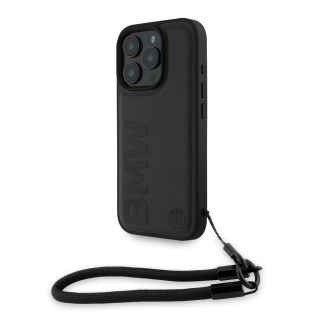 BMW Leather Signature and Strap Case for Apple iPhone 16 Pro (BMHCP16L23RMRLK)