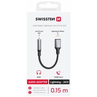 Swissten Lightning to Jack 3.5mm AUX Audio Adapter for iPhone and iPad 15 cm (73502313)