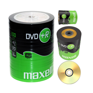 MAXELL DVD+R Blank Recordable Digital Disc DVDR / 4.7GB / 16x SPEED / 120mins / 100 Pack (MXD16+)