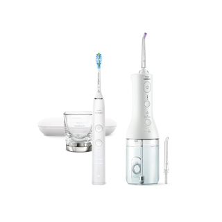 Philips Sonicare Cordless Power Flosser DiamondClean 9000 Electric toothbrush and irrigator set (HX3886/41)