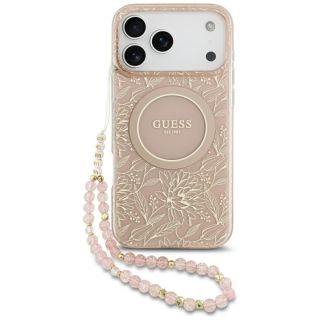 Guess IML Flowers Electro Pearl Strap MagSafe Case for Apple iPhone 17 Pro Max (GUHMP17XHCPOFPP)