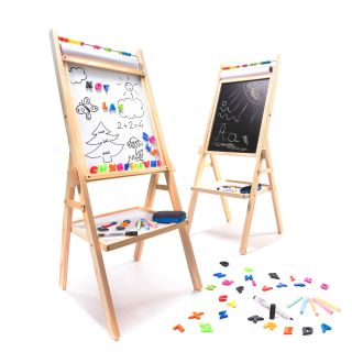 RoGer Double-sided magnetic wooden board + educational accessories 38x38x90cm (RO-6489)