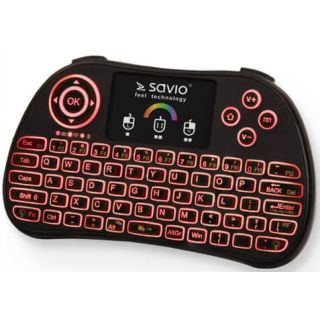 Savio KW-03 Wireless Mini Keyboard For PC / PS4 / XBOX / Smart TV / Android + TouchPad Black (With RGB Backlight) (KW-03)
