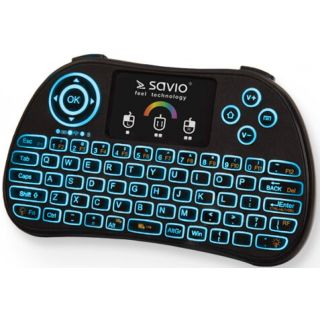 Savio KW-03 Wireless Mini Keyboard For PC / PS4 / XBOX / Smart TV / Android + TouchPad Black (With RGB Backlight) (KW-03)