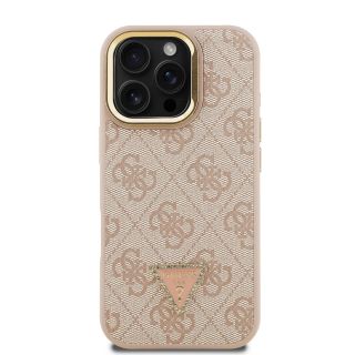 Guess PU 4G Strass Triangle Logo Stand Camera Frame MagSafe Case for iPhone 16 Pro / Pink (GUHMP16LPCS4GPTP)
