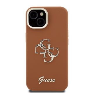 Guess PU Grained 4G Logo Stand Camera Frame Case for iPhone 14 / Brown (GUHCP14SPCS4GSW)