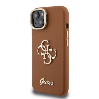 Guess PU Grained 4G Logo Stand Camera Frame Case for iPhone 13 / Brown (GUHCP13MPCS4GSW)