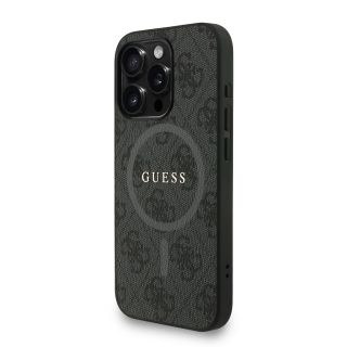 Guess PU Leather 4G Colored Ring Strap MagSafe Case for iPhone 15 Pro / Black (GUHMP15LP4GREGSK)