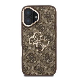 Guess PU 4G Metal Logo Stand Camera Frame Case for iPhone 16 / Brown (GUHCP16SPCS4GP4W)