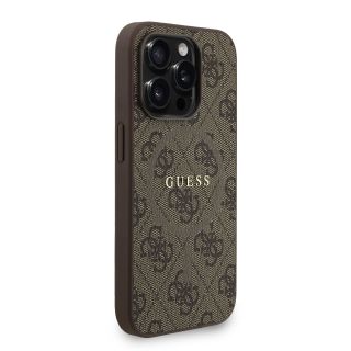 Guess PU Leather 4G Colored Ring Strap MagSafe Case for iPhone 15 Pro Max / Brown (GUHMP15XP4GREGSW)
