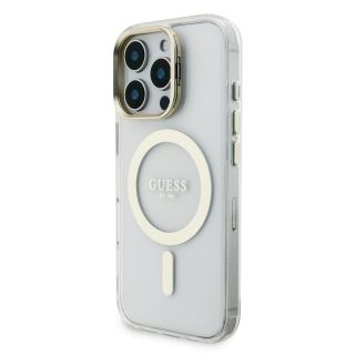 Guess PC/TPU Electroplated Stand Camera Frame MagSafe Case with Interchangeable Backgrounds for iPhone 16 / Pro (GUBPSBHMP16LF4P05)