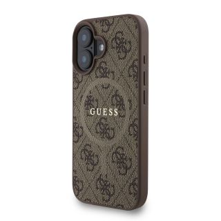 Guess PU Leather 4G Colored Ring Strap MagSafe Case for iPhone 16 / Brown (GUHMP16SP4GREGSW)