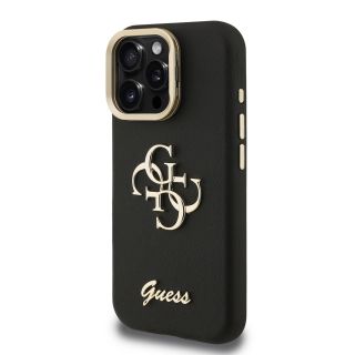 Guess PU Grained 4G Logo Stand Camera Frame Case for iPhone 15 Pro / Black (GUHCP15LPCS4GSK)