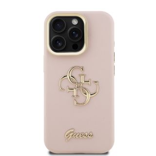 Guess PU Grained 4G Logo Stand Camera Frame Case for iPhone 15 Pro / Pink (GUHCP15LPCS4GSP)