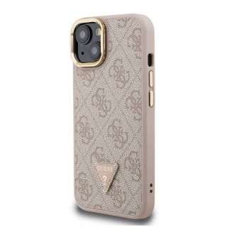 Guess PU 4G Strass Triangle Logo Stand Camera Frame MagSafe Case for iPhone 14 / Pink (GUHMP14SPCS4GPTP)