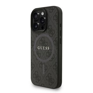 Guess PU Leather 4G Colored Ring Strap MagSafe Case for iPhone 16 Pro Max / Black (GUHMP16XP4GREGSK)
