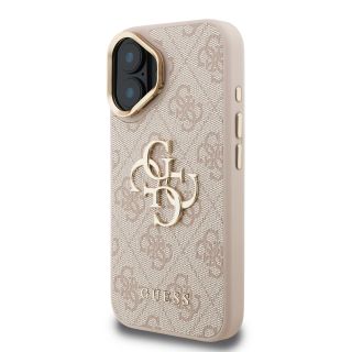 Guess PU 4G Metal Logo Stand Camera Frame Case for iPhone 16 / Pink (GUHCP16SPCS4GP4P)