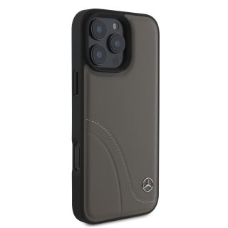 Mercedes Curved Stitches Leather Case for Apple iPhone 16 Pro (MEHCP16L23RBCSB)