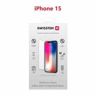 Swissten Ultra Slim Tempered Glass Premium 9H Screen Protector for Apple iPhone 15 (74517961)