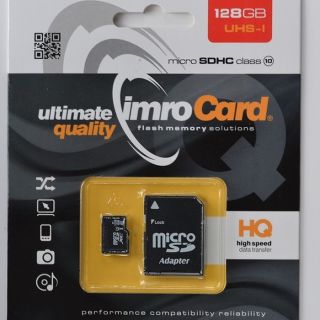 Imro Memory Card microSDHC / 128GB / cl. 10 UHS-I + Adapter (MicroSD10/128GADPUHS)