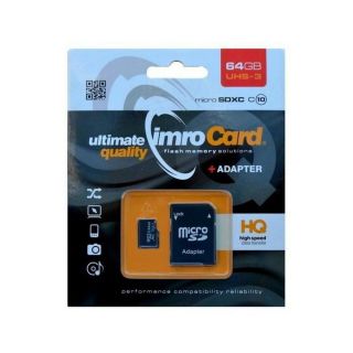 Imro Memory Card microSDXC 64GB / cl. 10 / UHS-3 + Adapter (MicroSDXC10/64G ADP UHS-3)