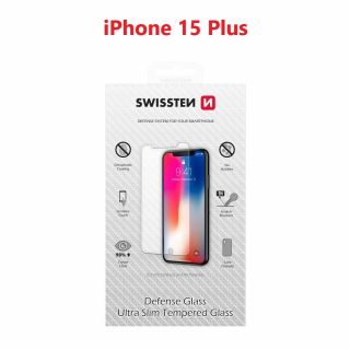 Swissten Ultra Slim Tempered Glass Premium 9H Screen Protector for Apple iPhone 15 Plus (74517964)