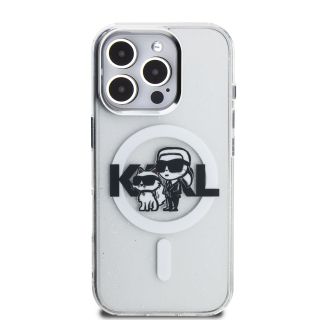 Karl Lagerfeld IML Glitter Karl and Choupette Sketch MagSafe Case for Apple iPhone 16 Pro Max (KLHMP16XHGKCGKBT)